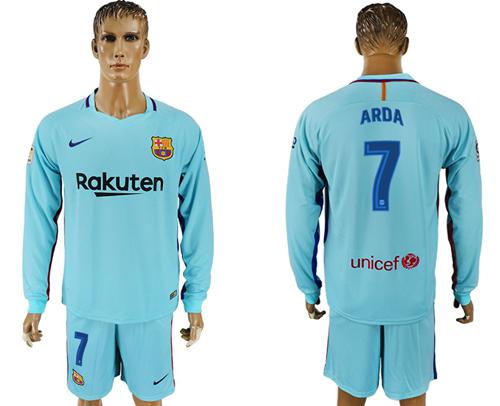 Barcelona #7 Arda Away Long Sleeves Soccer Club Jersey